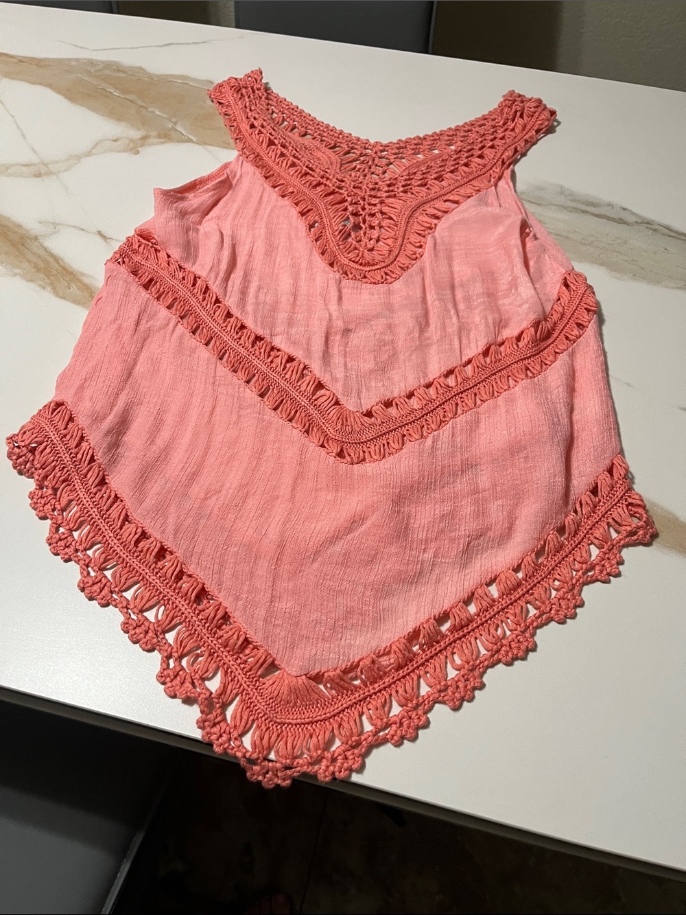 Active USA Coral Crochet-Trim Tank Top
